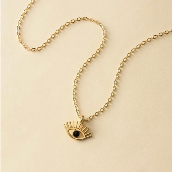 Gold evil eye pendant necklace - Picture 3 of 3